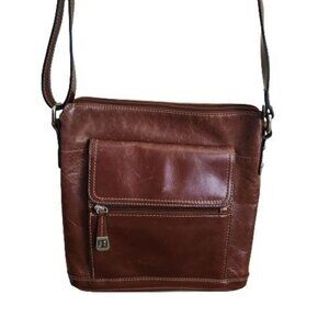 Giani Bernini Cognac Leather Crossbody Messenger Bag